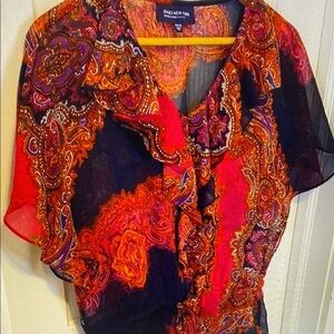Jones New York Women's Paisley Top - Red and Black